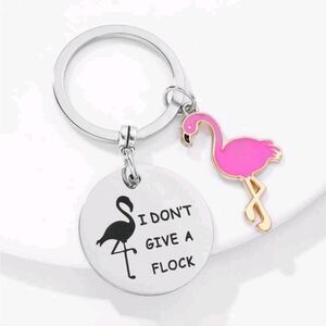 "I Don't Give a Flock" 🦩 Flamingo Keychain